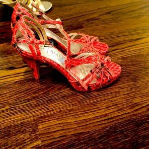 Pink python stiletto sandals